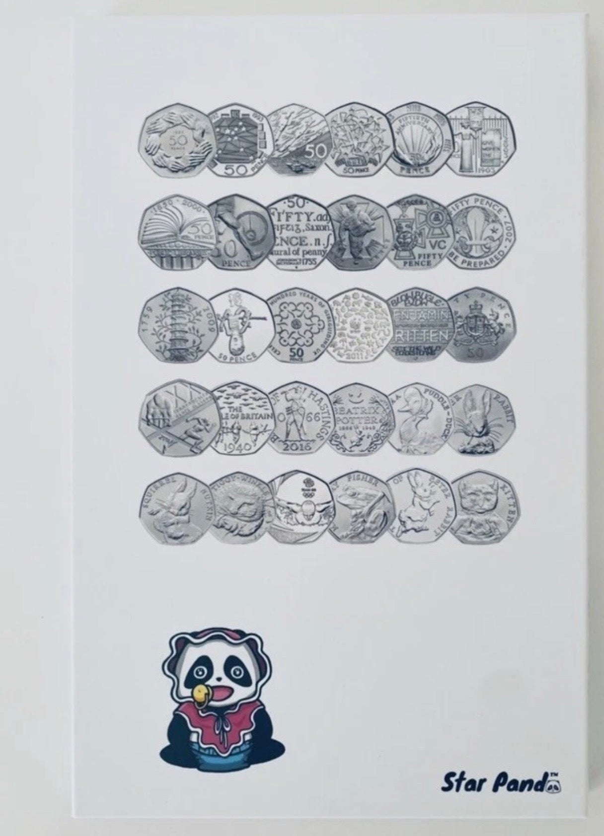 1973-2022 UK Collector 50p Coin Album Star Panda Three Albums
